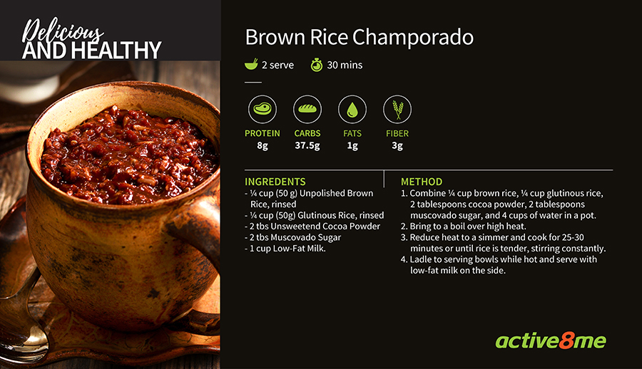 Active8me recipe card Brown Rice Champorado